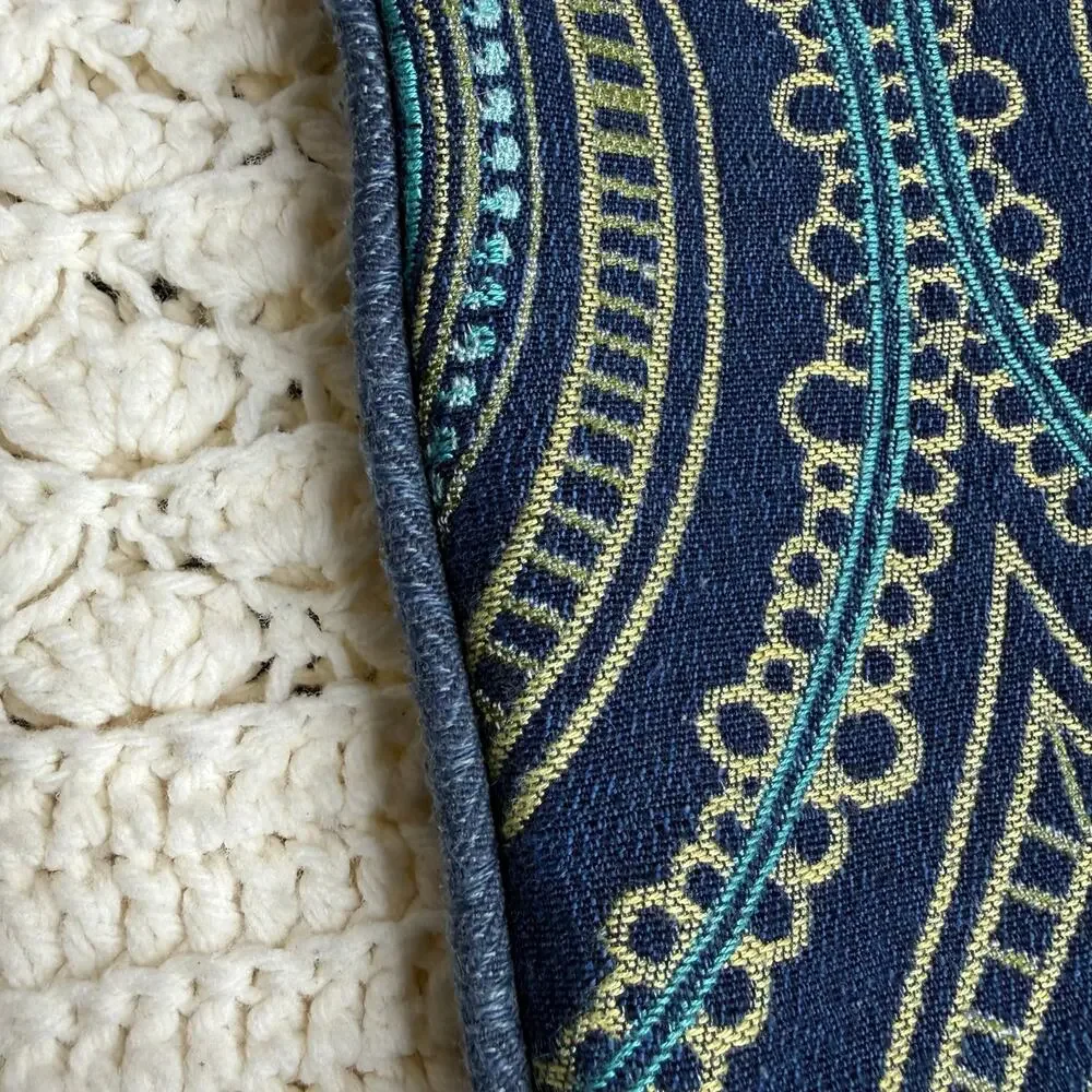 Fabric Tapestry Decorative Pillow Case Blue Medallion Geometric 20 x 20